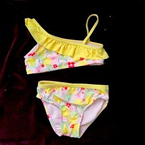Yellow Floral One-Shoulder Bikini Set